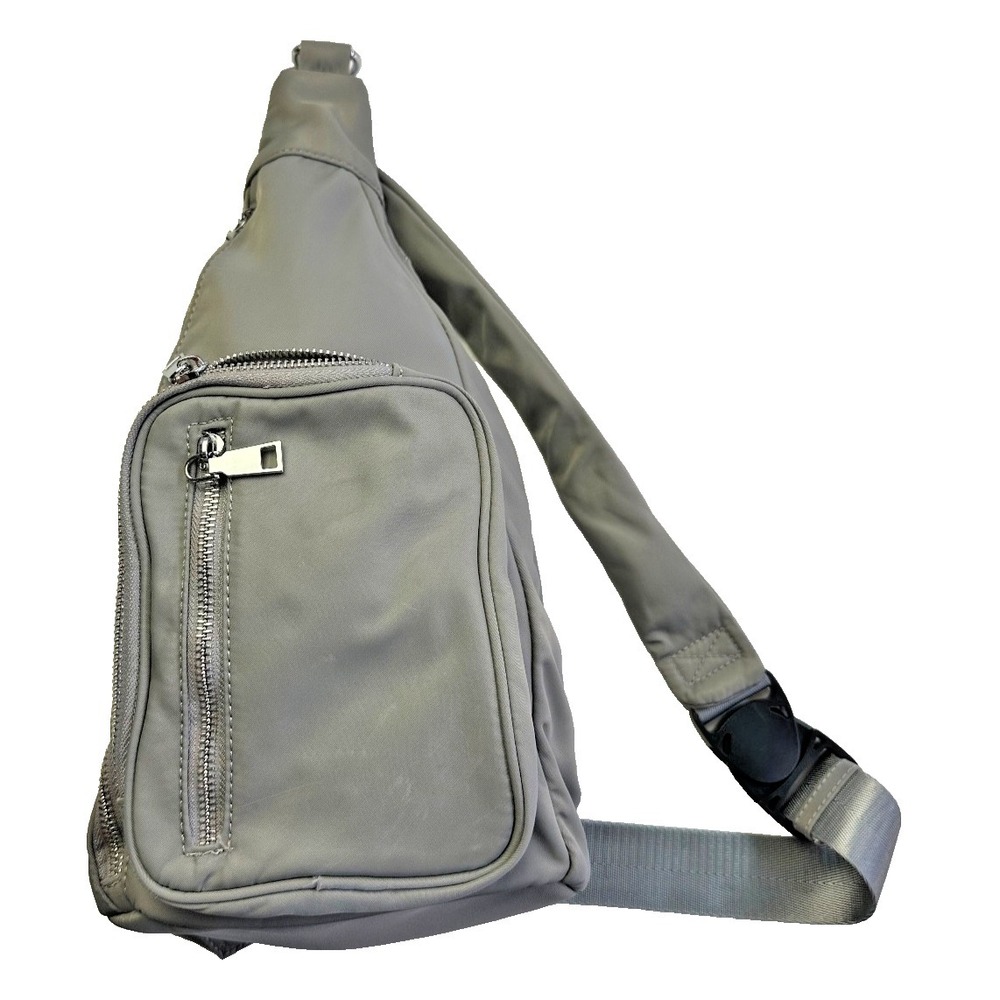 MMS Antik Gray Nylon Sling Bag Tasha Rucksack Crossbody Unisex Minimalist Street